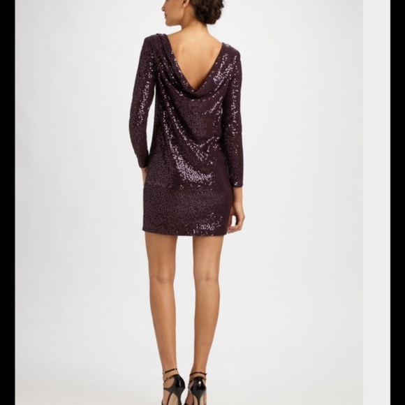 Purple Sequin Drape Lowback Dress - Tibi - Picture 7 of 8